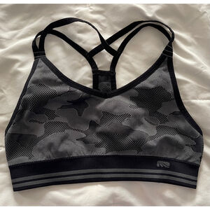 Women's Marika Sports Bra, Size Small, Black & Grey Camo